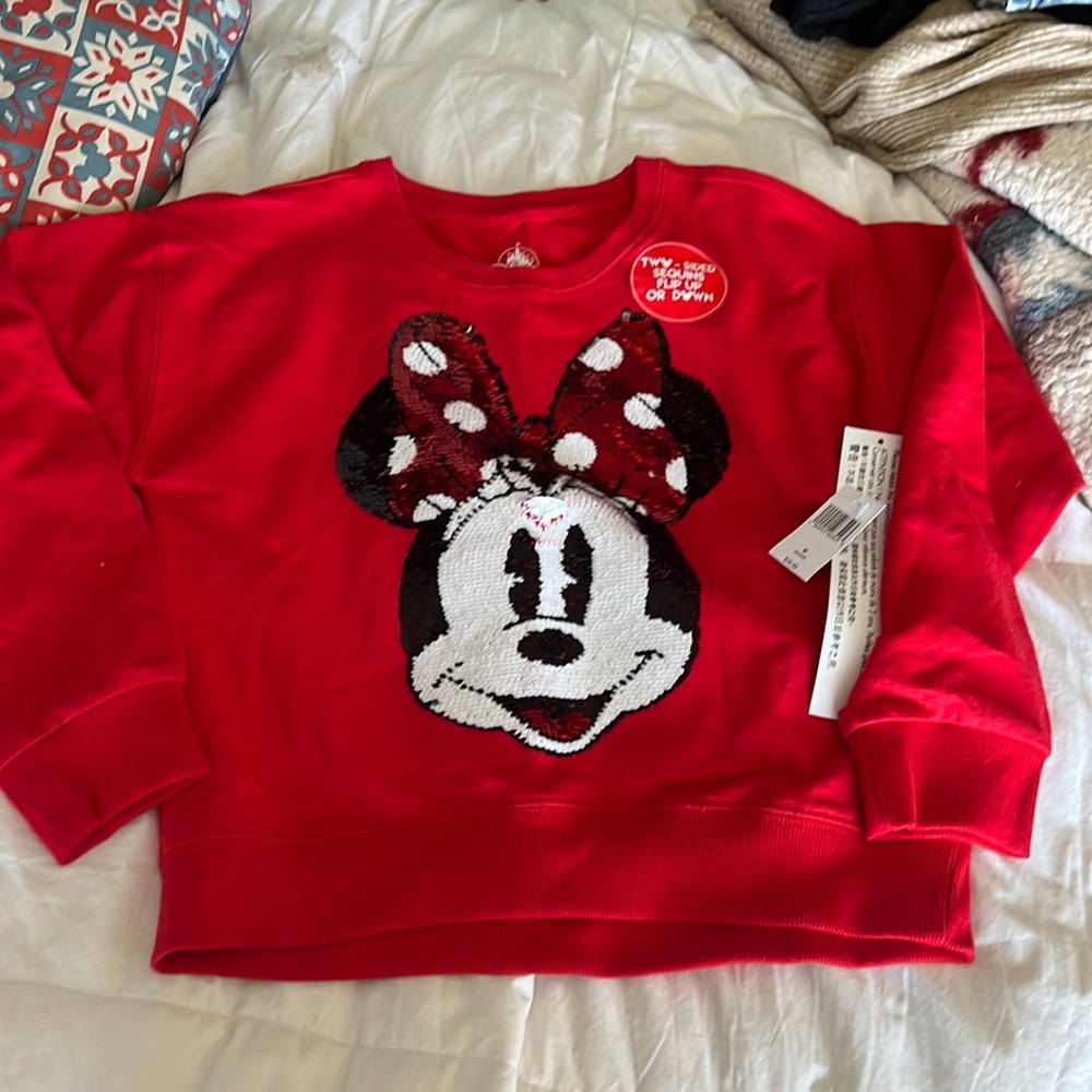 Red kids Disney sequence Minny mouse pullover